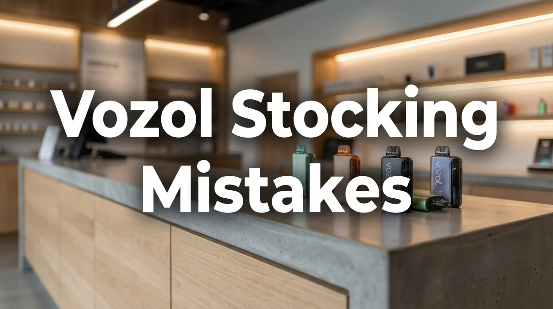 Vozol Gear 25000 Stocking Mistakes for US Retailers A professional retail counter displaying the Vozol Gear 25000, illustrating a guide on stocking mistakes.