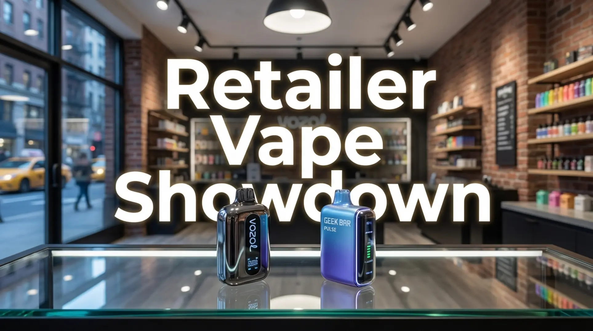 The Vozol Vista 20000 and Geek Bar Pulse vapes compared in a retailer showdown.
